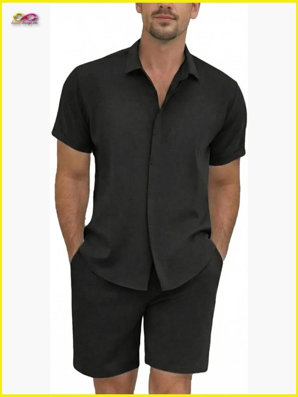 Men's 2 Piece Outfit Short Sleeve Shirt and Shorts Set Summer Casual Vacation